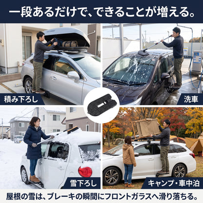 踏ん張りステップ 2in1（フンバリステップ スリーインワン）— ドアに掛けるだけ、ルーフの洗車も積み下ろしもラクになるアルミ製カーステップ【2026年最新モデル】