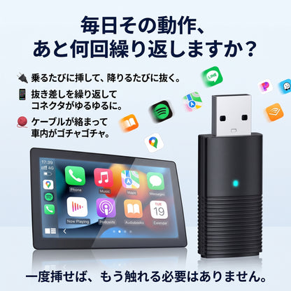 瞬速リンク Mini（シュンソクリンク ミニ）— 挿すだけでCarPlay／Android Autoを完全ワイヤレス化【人気定番モデル】