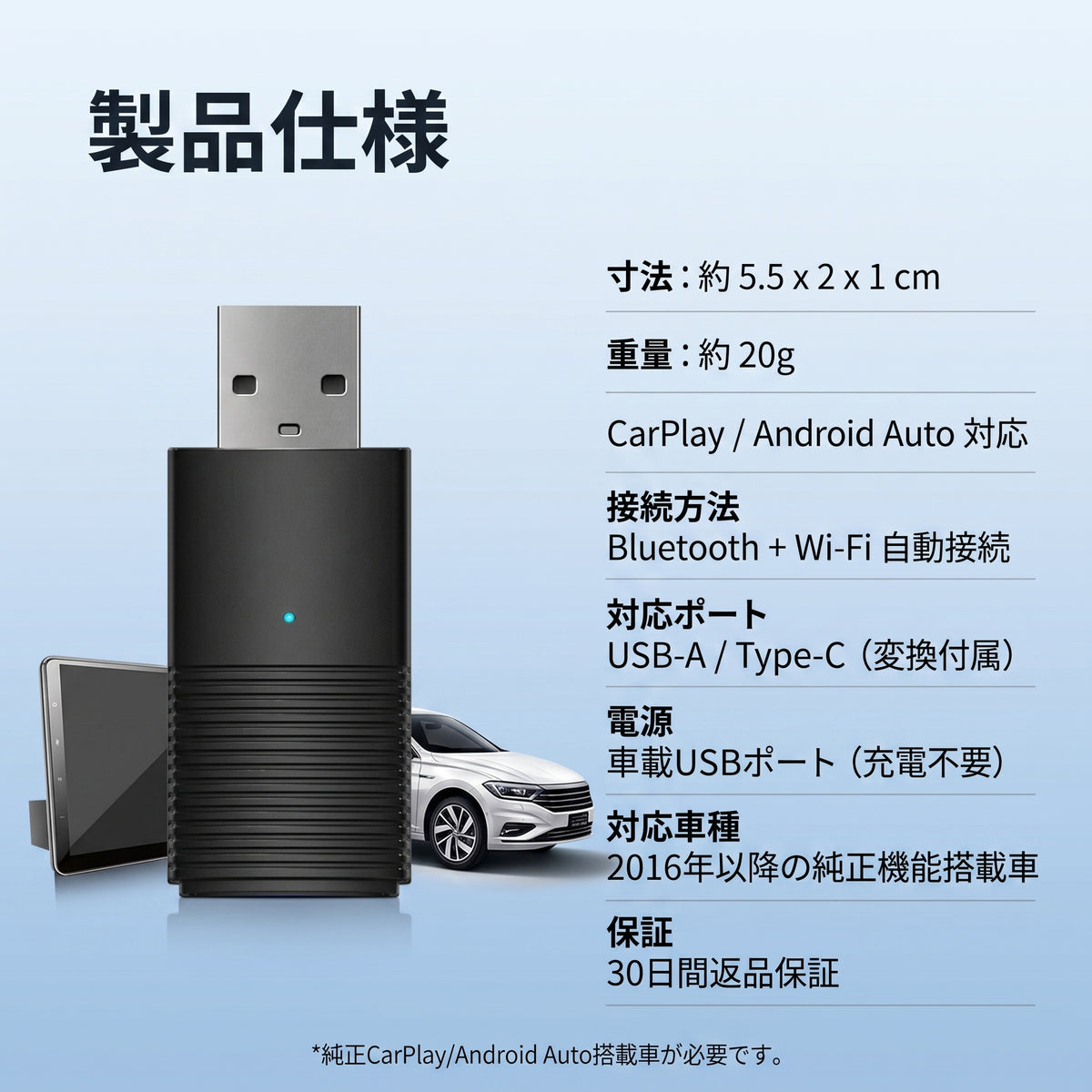 瞬速リンク Mini（シュンソクリンク ミニ）— 挿すだけでCarPlay／Android Autoを完全ワイヤレス化【人気定番モデル】