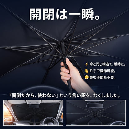 遮熱カバー 360（シャネツカバー）— 傘のように開くだけ、灼熱の車内温度をグッと下げるサンシェード【2026年最新モデル】