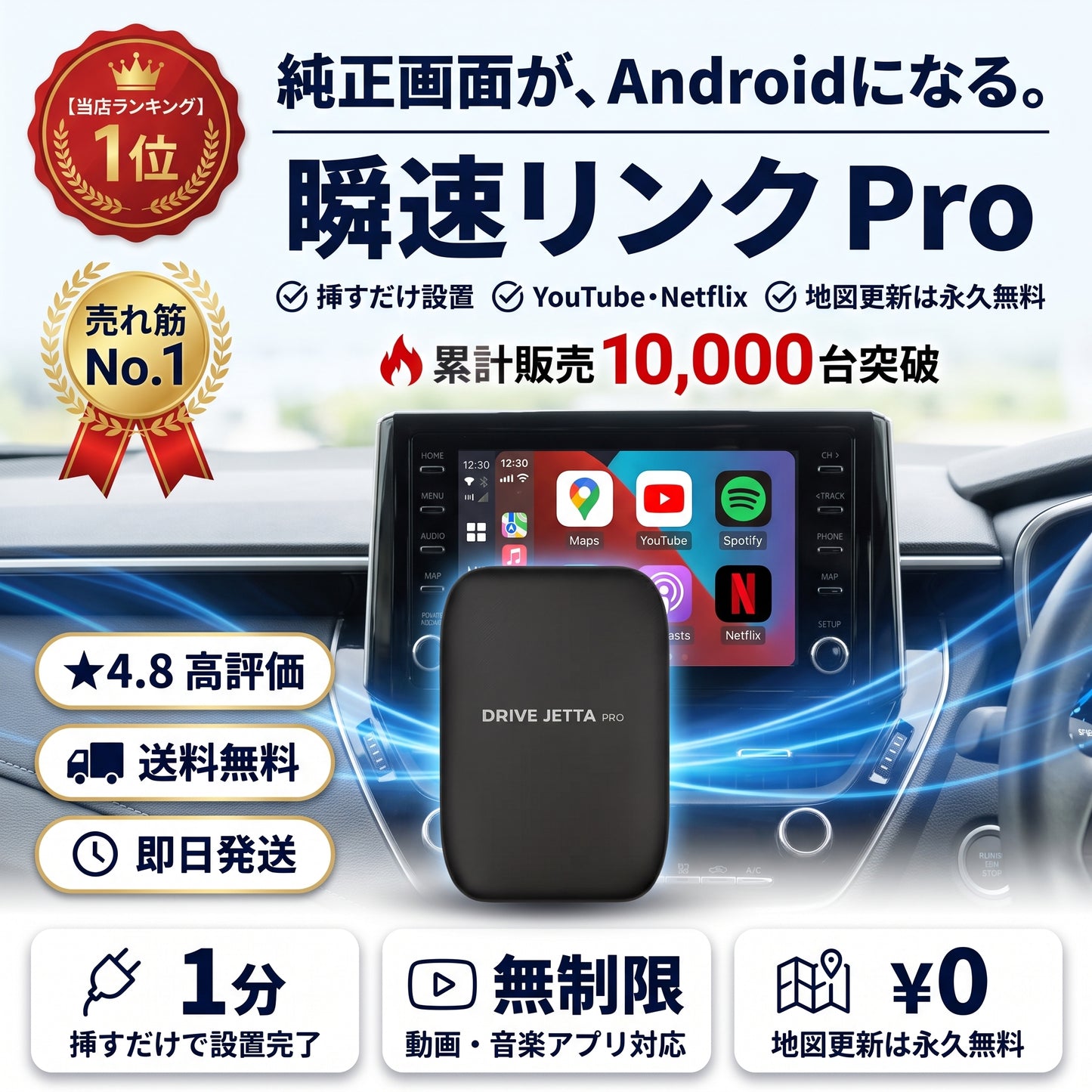 瞬速リンク Pro（シュンソクリンク プロ）— 純正画面でYouTubeもNetflixも、Android完全搭載のAIボックス【2026年最新モデル】